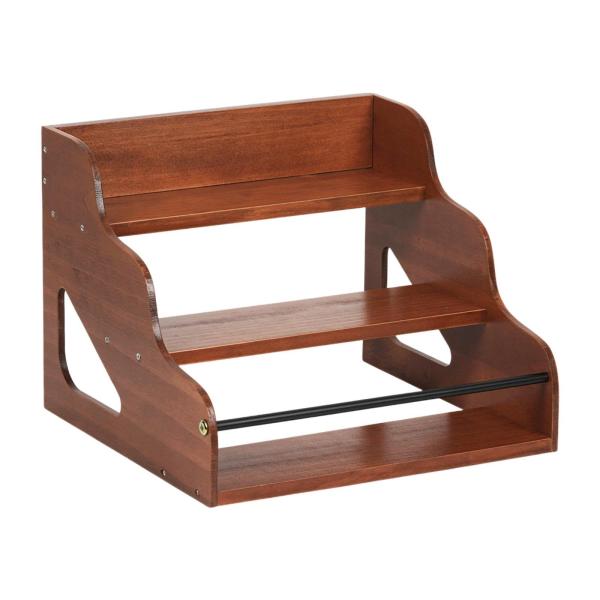 木製ディスプレイライザースタンド 段付き香水オーガナイザー ギフト オフィス 実用ディスプレイ棚 クラフトキャビネット用3段スパイスラック