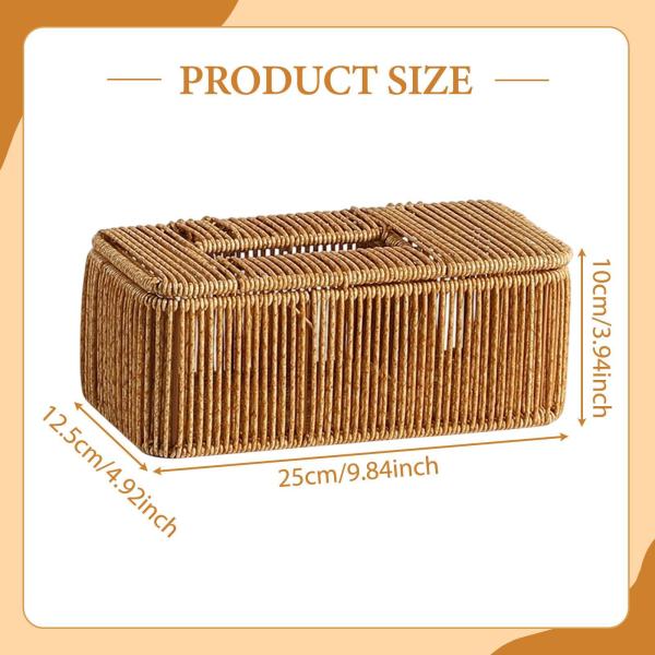 ティッシュボックス ギフト イミテーションラタン ティッシュホルダー 卓上 リビングルーム ホーム用 25cmx12.5cmx10cm
