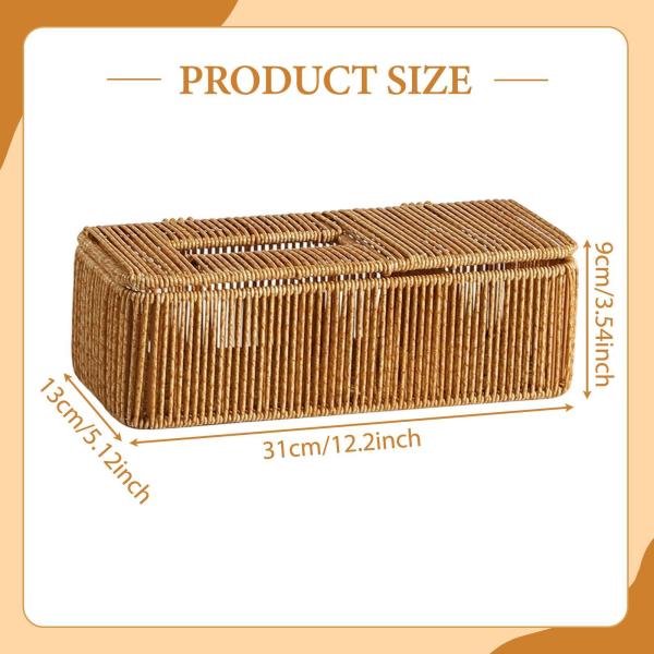 ティッシュボックスギフト イミテーションラタン ティッシュホルダー 卓上 リビングルーム ホーム用 31cmx13cmx9cm