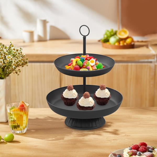 ケーキスタンド パーティー 3段 プレート デザートスタンド ディスプレイ キャンディ お菓子 フルーツ用 ブラック