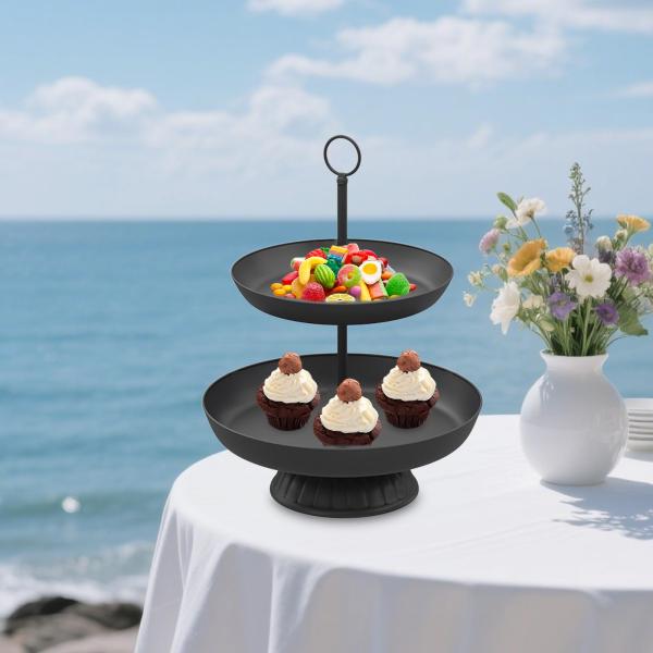 ケーキスタンド パーティー 3段 プレート デザートスタンド ディスプレイ キャンディ お菓子 フルーツ用 ブラック