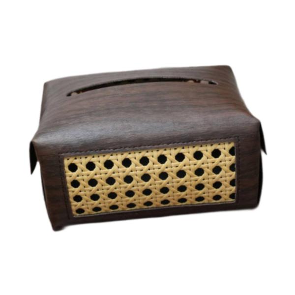 PUレザー ティッシュボックスホルダー ナプキンディスペンサー ベッドサイド レストラン 寝室用 ダークブラウン