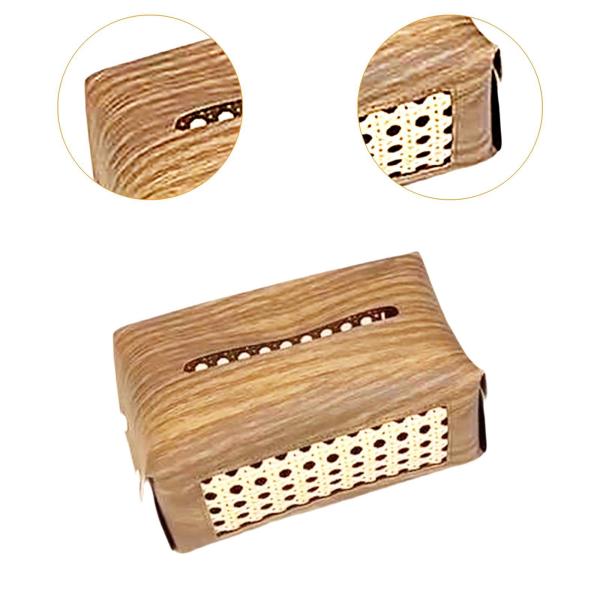 PUレザー ティッシュボックスホルダー ナプキンディスペンサー ベッドサイド レストラン 寝室用 ブラウン