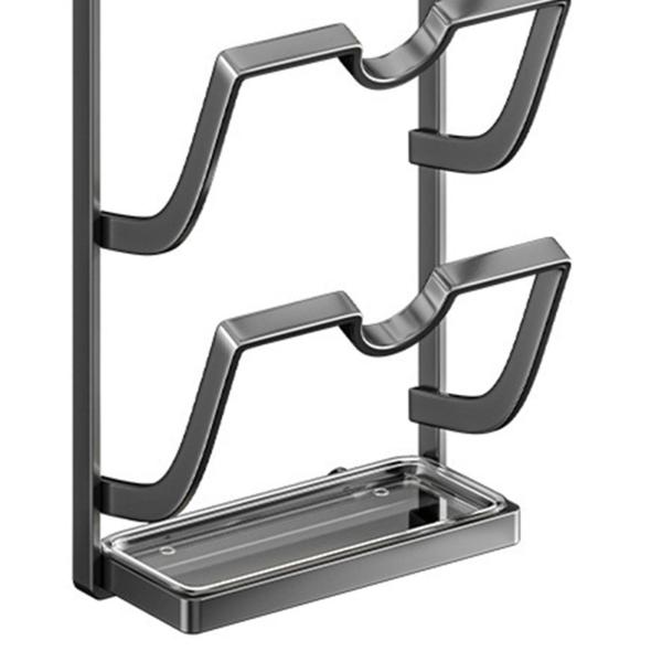 鍋蓋オーガナイザー 防錆 吸盤付き 簡単設置 壁掛け グレー