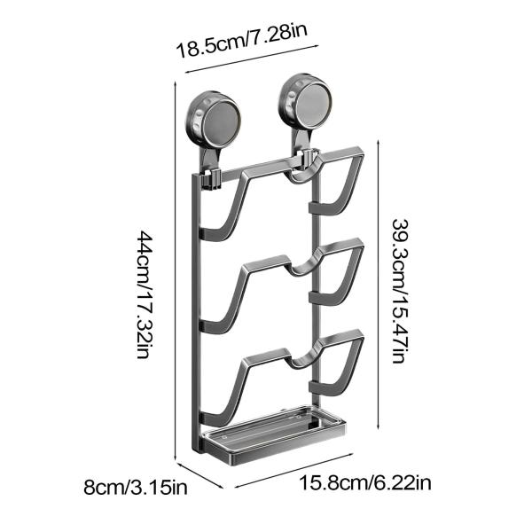 鍋蓋オーガナイザー 防錆 吸盤付き 簡単設置 壁掛け グレー