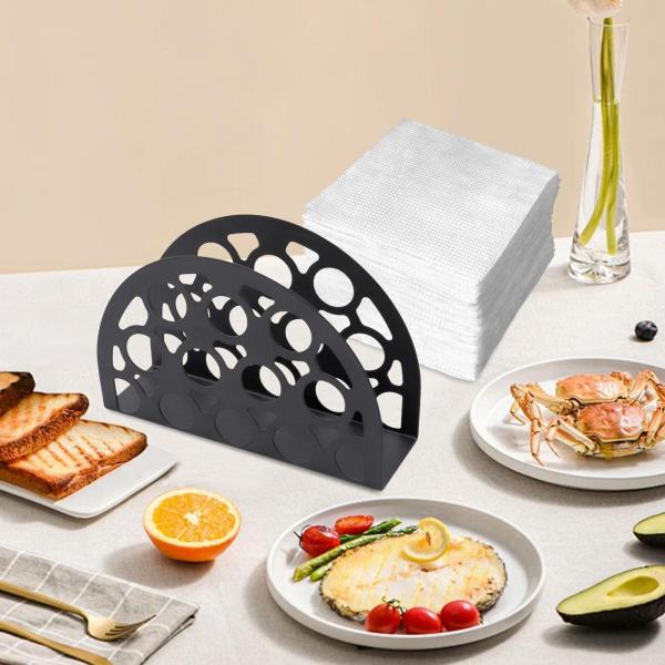 ナプキンホルダー 中空 安定したベース ティッシュラック ピクニック パーティー ホテル用 ブラック