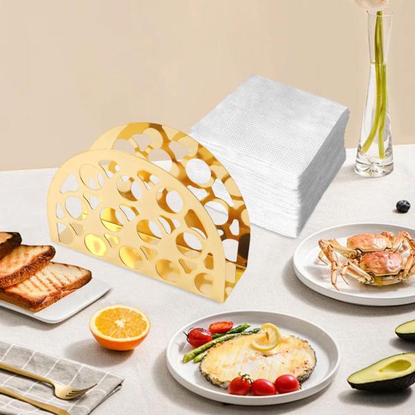 ナプキンホルダー 中空 安定したベース ティッシュラック ピクニック パーティー ホテル用 ゴールド