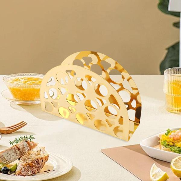 ナプキンホルダー 中空 安定したベース ティッシュラック ピクニック パーティー ホテル用 ゴールド