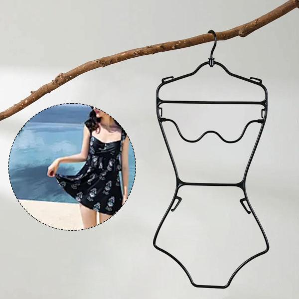 水着ハンガー ポータブル 滑り止め 水着 ディスプレイハンガー コート 衣類用 女性用 L ブラック