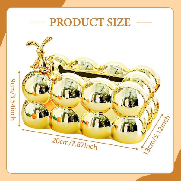 ティッシュボックスケース 滑り止め ゴールド ティッシュホルダー 車 トイレ バスルーム用 眠っているウサギ