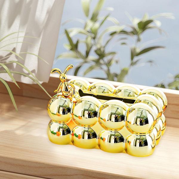 ティッシュボックスケース 滑り止め ゴールド ティッシュホルダー 車 トイレ バスルーム用 眠っているウサギ