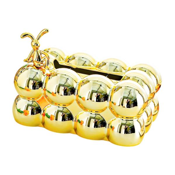 ティッシュボックスケース 滑り止め ゴールド ティッシュホルダー 車 トイレ バスルーム用 眠っているウサギ