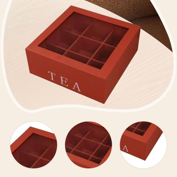 木製ジュエリー収納ボックス ティーバッグオーガナイザー ティーバッグ用 小さなジュエリー用 シュガーブラウン