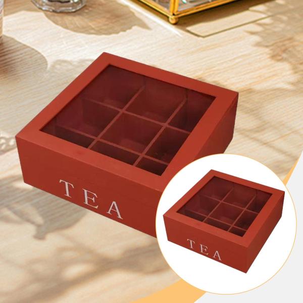 木製ジュエリー収納ボックス ティーバッグオーガナイザー ティーバッグ用 小さなジュエリー用 シュガーブラウン