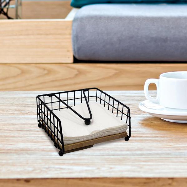 ナプキンホルダー 装飾フラットナプキンディスペンサー ホテル テーブルトップ レストラン用 ブラック