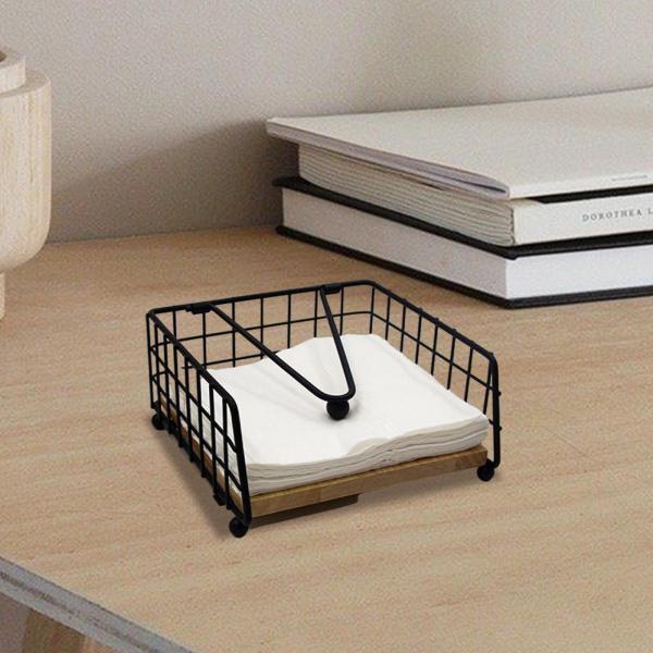 ナプキンホルダー 装飾フラットナプキンディスペンサー ホテル テーブルトップ レストラン用 ブラック