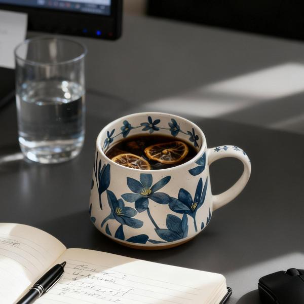 花柄マグカップ レトロスタイル 380ml フラワーコーヒーマグ お父さん お母さん 男性 女性 友人用 蓋付き スプーン付き