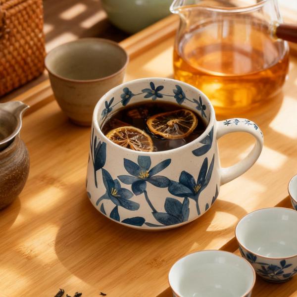 花柄マグカップ レトロスタイル 380ml フラワーコーヒーマグ お父さん お母さん 男性 女性 友人用 蓋付き スプーン付き