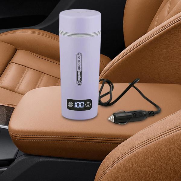 車用加熱カップ 加熱トラベルマグ 温度調整可能 漏れ防止 ポータブル給湯器 ウォーターボイラー ロードトリップ アウトドア用