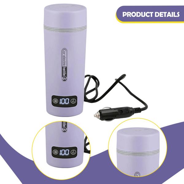 車用加熱カップ 加熱トラベルマグ 温度調整可能 漏れ防止 ポータブル給湯器 ウォーターボイラー ロードトリップ アウトドア用