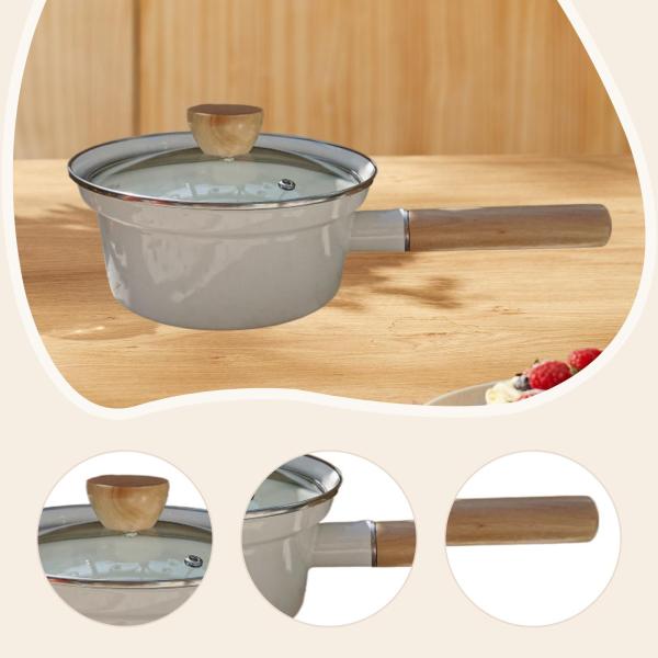 ミルクポット ストックポット スケール付き ガラス蓋付き ユニバーサルミニミルクパン エナメル スープ キャンプ レストラン キッチン用