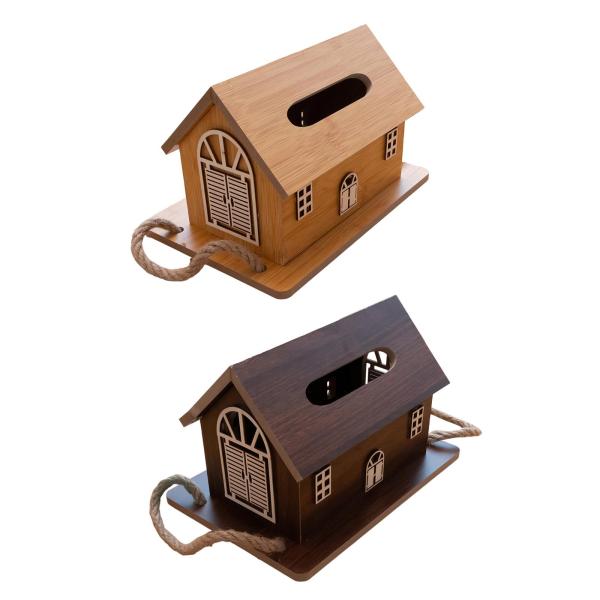 木製ティッシュホルダーと木製トレイ付きティッシュディスペンサー、トイレ洗面所ホテル用ライトブラウン