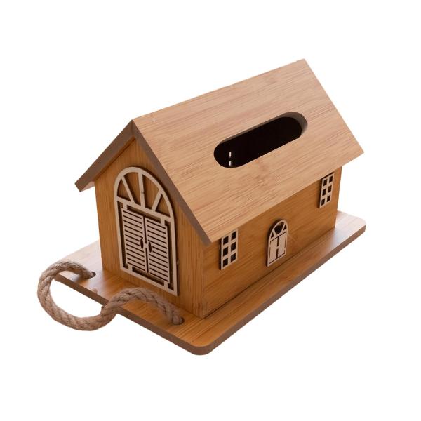 木製ティッシュホルダーと木製トレイ付きティッシュディスペンサー、トイレ洗面所ホテル用ライトブラウン