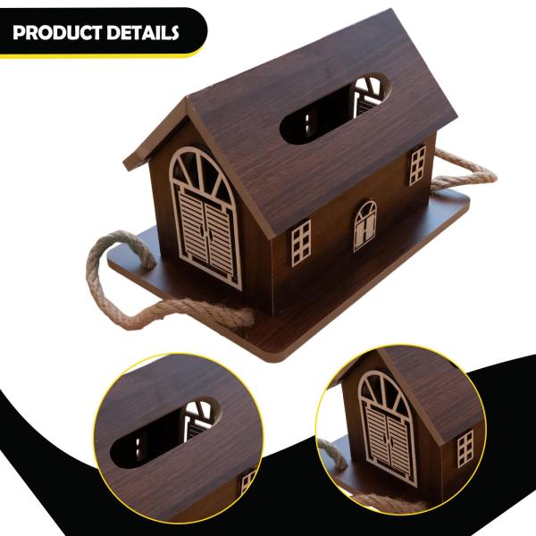 木製ティッシュホルダーと木製トレイ付きティッシュディスペンサー、トイレ洗面所ホテル用ブラウン