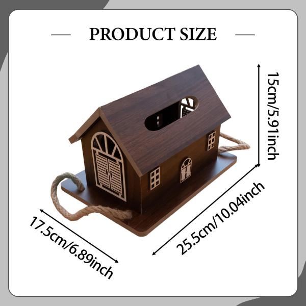 木製ティッシュホルダーと木製トレイ付きティッシュディスペンサー、トイレ洗面所ホテル用ブラウン