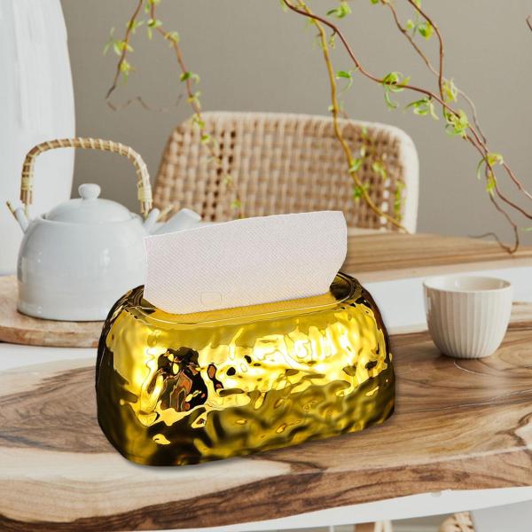 アクリル製ティッシュボックスホルダー リビングルーム装飾 寝室 ホテル ファームハウス ゴールド