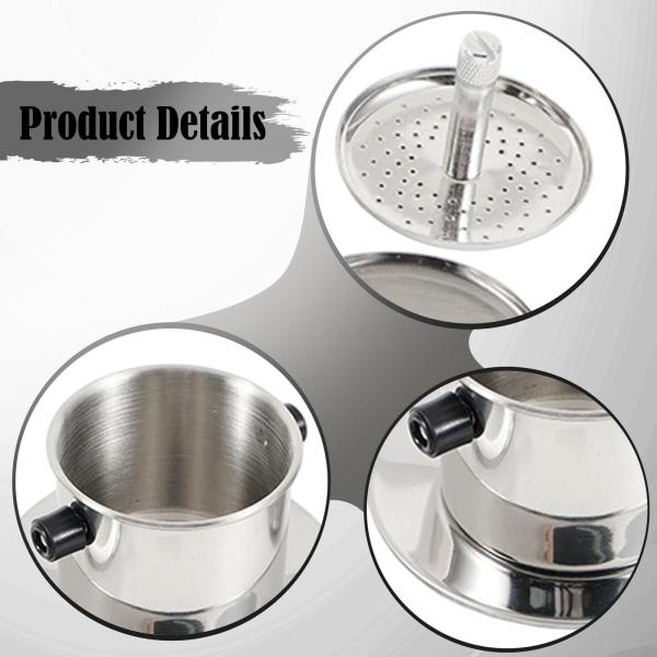 ベトナムコーヒーフィルター 再利用可能 200ml 軽量 ポータブル ステンレススチール コーヒーポット ドリップカップ バー カフェ キャンプ用