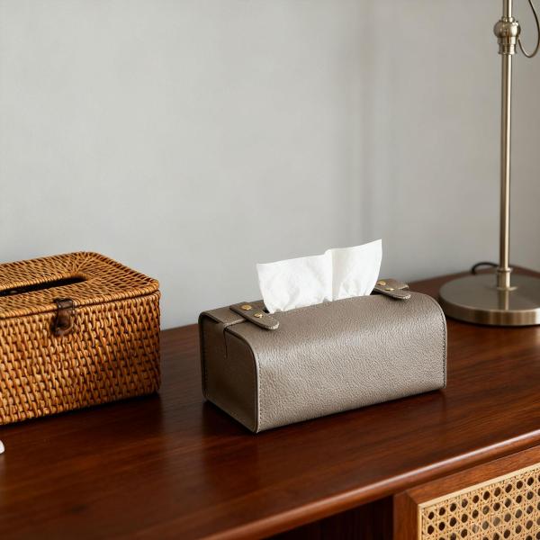 ティッシュボックスカバー モダン PUレザー ティッシュホルダー 寝室 家庭用 レストラン用 グレー