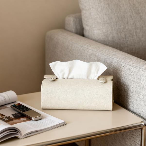 ティッシュボックスカバー モダン PUレザー ティッシュホルダー 寝室 家庭用 レストラン用 ライトグレー