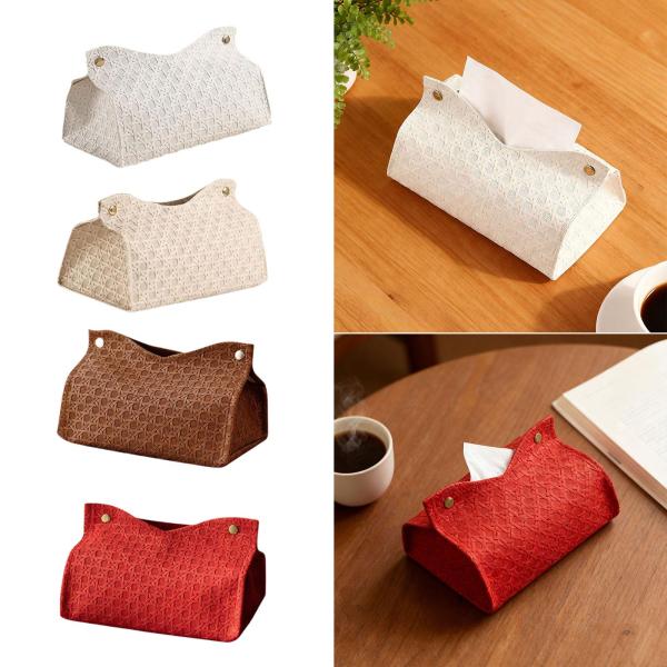 ティッシュボックスカバー 卓上装飾 長方形 家庭用 ベッドサイド レストラン用 ホワイト