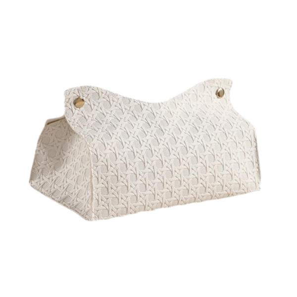 ティッシュボックスカバー 卓上装飾 長方形 家庭用 ベッドサイド レストラン用 ホワイト