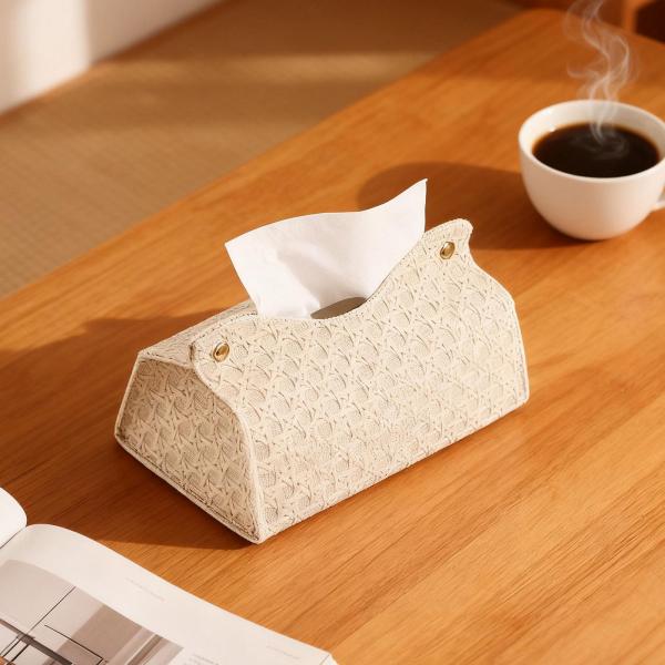 ティッシュボックスカバー 卓上装飾 長方形 家庭用 ベッドサイド レストラン用 グレー ブラウン