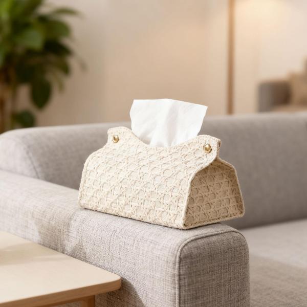 ティッシュボックスカバー 卓上装飾 長方形 家庭用 ベッドサイド レストラン用 グレー ブラウン