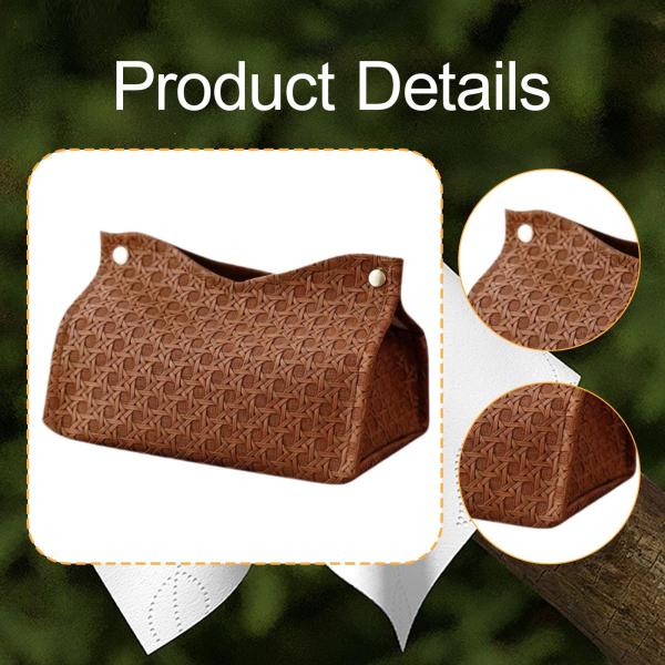 ティッシュボックスカバー 卓上装飾 長方形 家庭用 ベッドサイド レストラン用 ブラウン