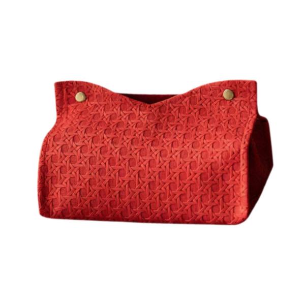 ティッシュボックスカバー 卓上装飾 長方形 家庭用 ベッドサイド レストラン用 レッド