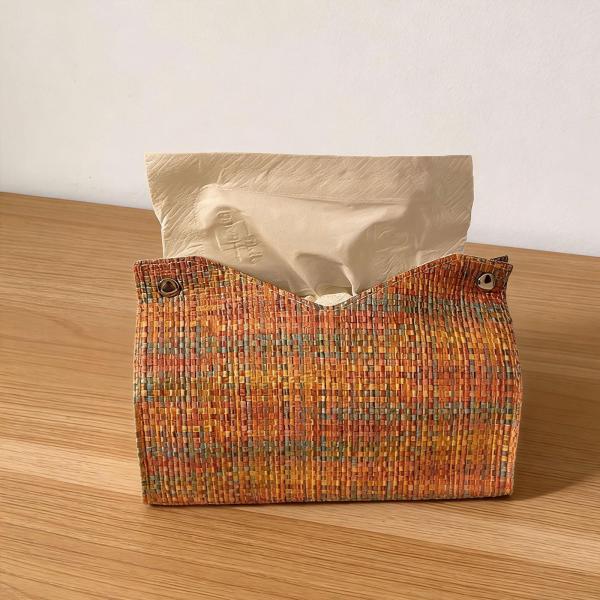 ティッシュボックスカバー 装飾 モダン ナプキンディスペンサー 寝室 ホームドレッサー用 オレンジ