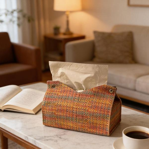 ティッシュボックスカバー 装飾 モダン ナプキンディスペンサー 寝室 ホームドレッサー用 オレンジ