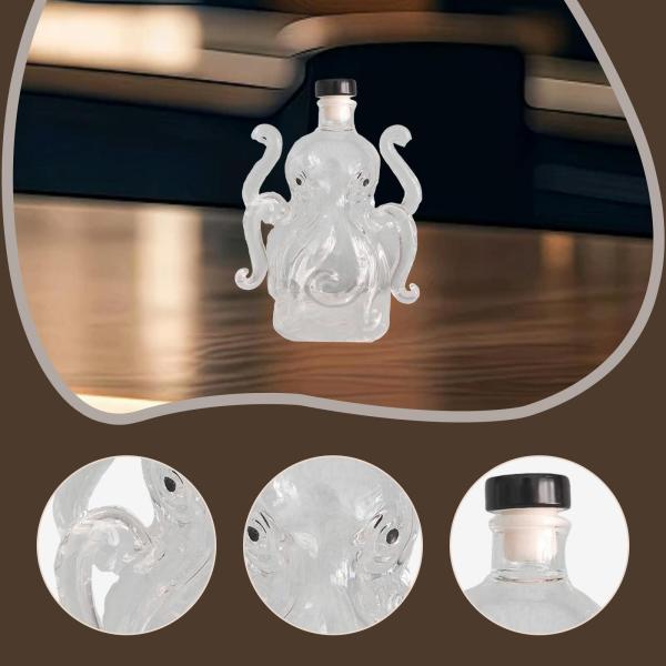 タコ型ウィスキーデキャンタ 透明ガラス製 装飾用 空 ユニーク ワインデキャンタ 酒瓶 クラブ ホーム バー レストラン 装飾用