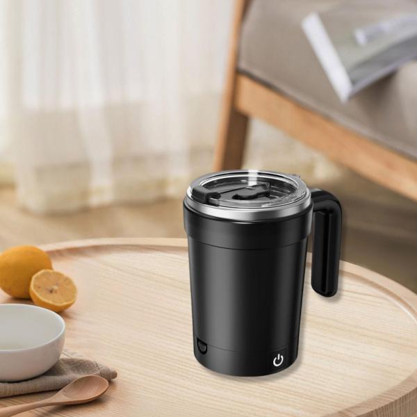 自動マグネット式撹拌コーヒーマグ ミキシングカップ キッチン ハイキング キャンプ用 ブラック