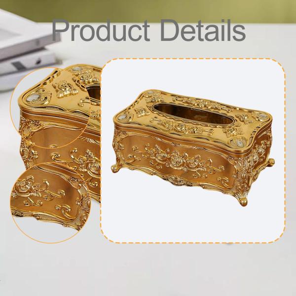 ティッシュボックスカバー デスクティッシュホルダー ペーパーボックス 寝室 トイレ ナイトスタンド ゴールド