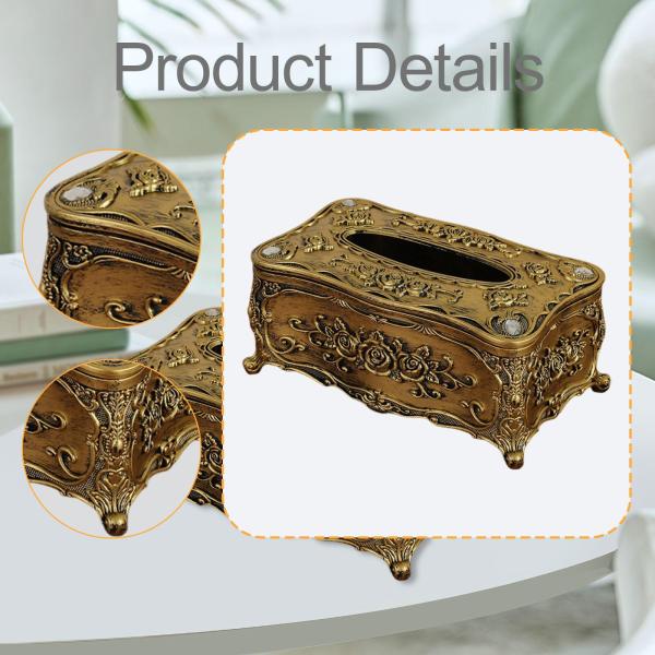 ティッシュボックスカバー デスクティッシュホルダー ペーパーボックス 寝室 トイレ ナイトスタンド ブロンズ