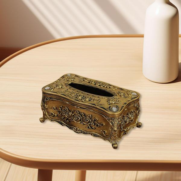 ティッシュボックスカバー デスクティッシュホルダー ペーパーボックス 寝室 トイレ ナイトスタンド ブロンズ