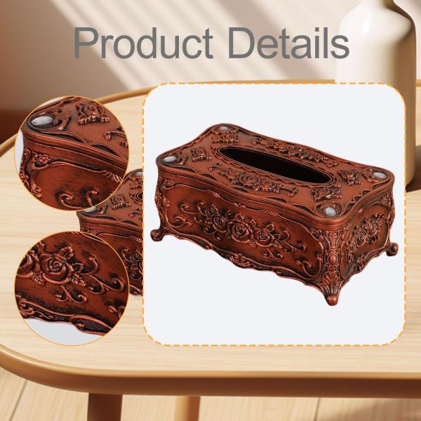 ティッシュボックスカバー デスクティッシュホルダー ペーパーボックス 寝室 トイレ ナイトスタンド レッドブラウン