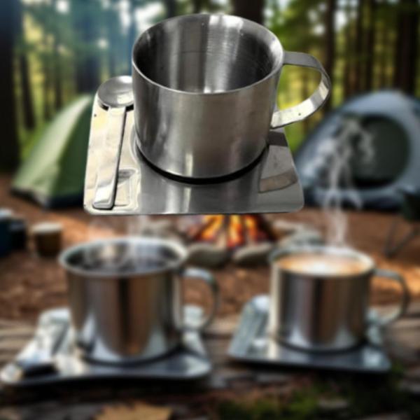 ステンレススチール製コーヒーカップ 二重壁コーヒーマグ レストラン ホーム オフィス用 79ml