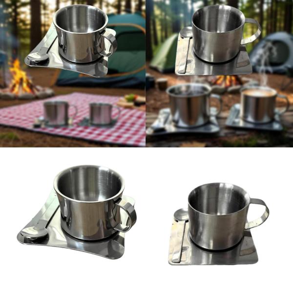 ステンレススチール製コーヒーカップ 二重壁コーヒーマグ レストラン ホーム オフィス用 79ml