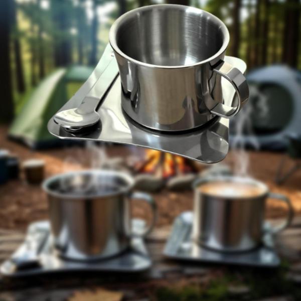 ステンレススチール製コーヒーカップ 二重壁コーヒーマグ レストラン ホーム オフィス用 186ml